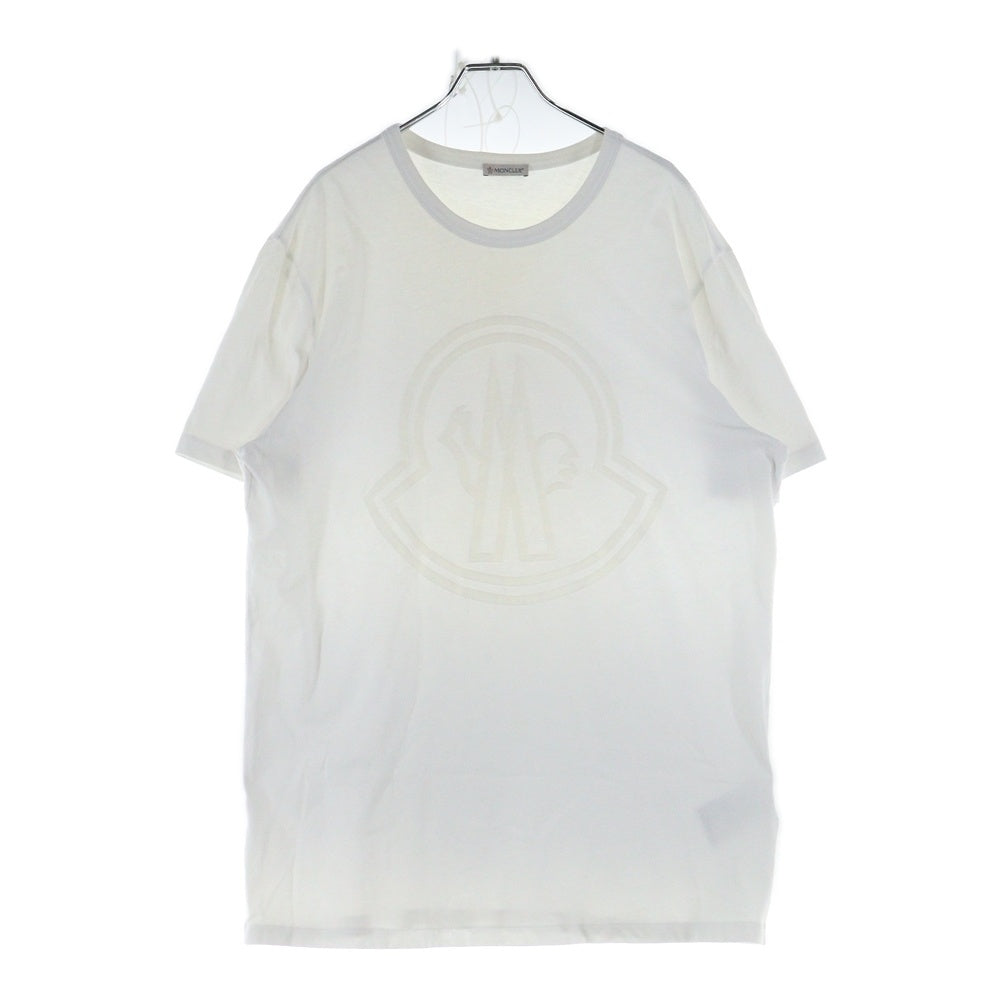 MONCLER(モンクレール) 20AW フロッキーロゴプリント クルーネック 半袖Tシャツ カットソー ホワイト F20918C74810 8390T