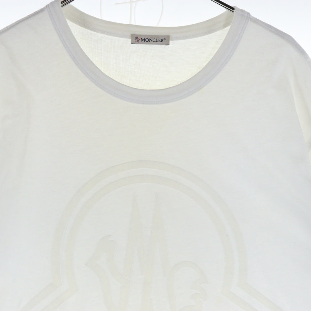 MONCLER(モンクレール) 20AW フロッキーロゴプリント クルーネック 半袖Tシャツ カットソー ホワイト F20918C74810 8390T