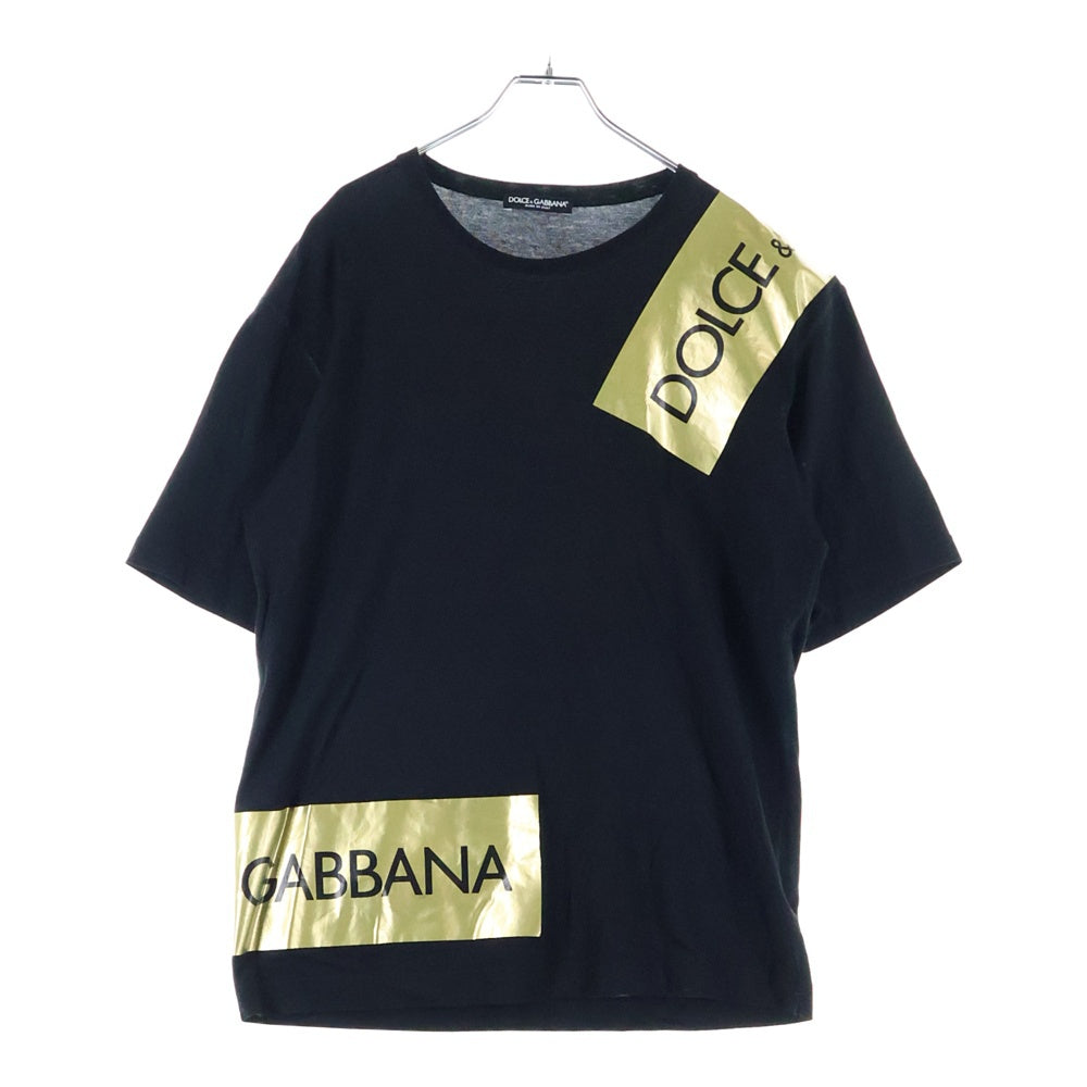 DOLCE & GABBANA(ドルチェアンドガッバーナ) ボックスロゴ テープ プリント 半袖Tシャツ カットソー ブラック G8HS4T/G7RKA