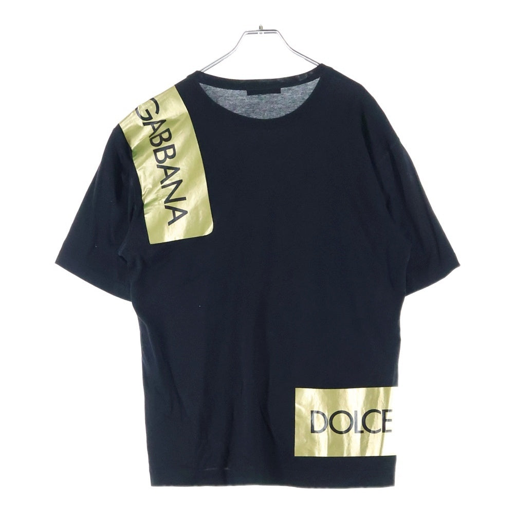 DOLCE & GABBANA(ドルチェアンドガッバーナ) ボックスロゴ テープ プリント 半袖Tシャツ カットソー ブラック G8HS4T/G7RKA