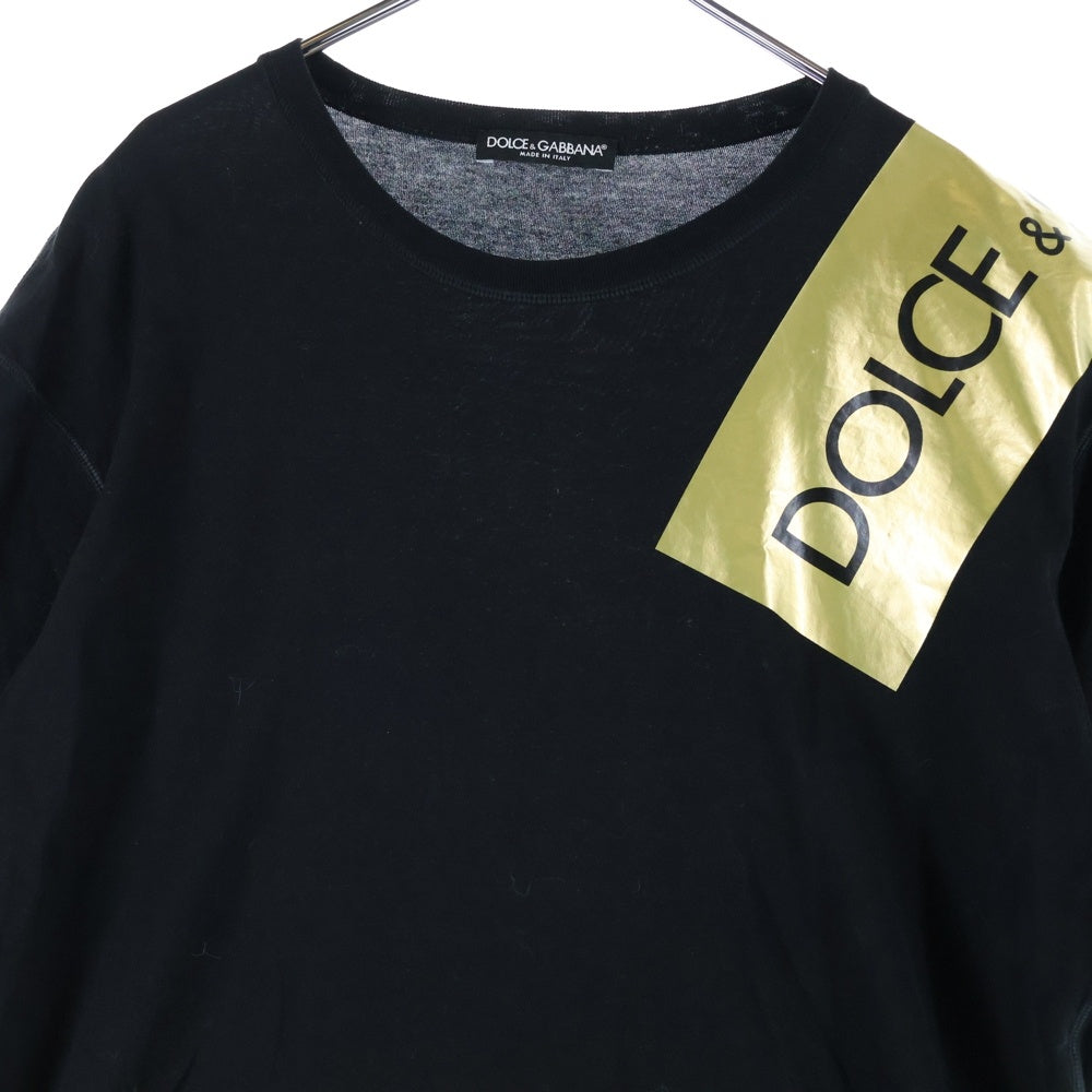 DOLCE & GABBANA(ドルチェアンドガッバーナ) ボックスロゴ テープ プリント 半袖Tシャツ カットソー ブラック G8HS4T/G7RKA