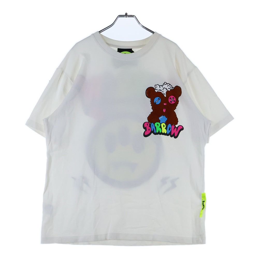 BARROW(バロウ) ベアー フロッキーロゴプリント 半袖Tシャツ カットソー ホワイト 029928