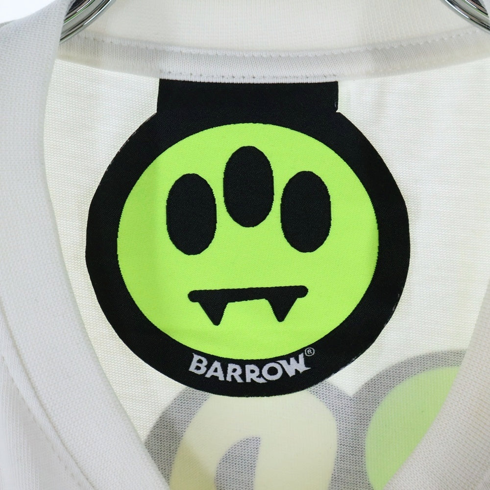BARROW(バロウ) ベアー フロッキーロゴプリント 半袖Tシャツ カットソー ホワイト 029928