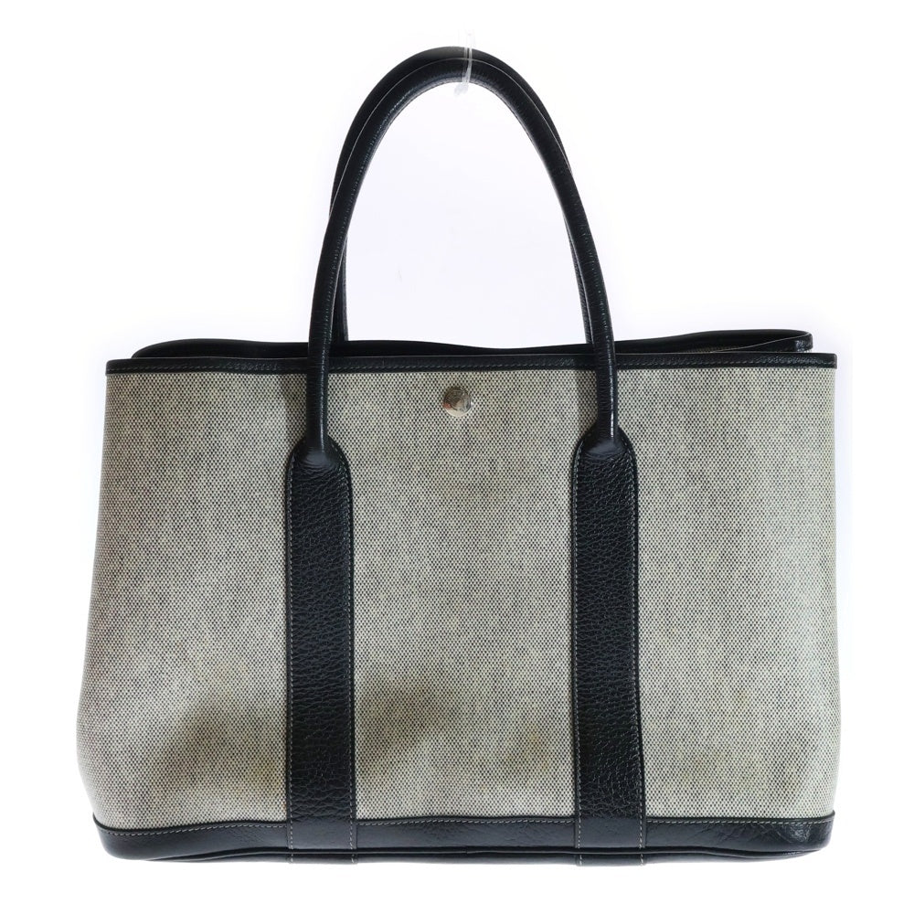 HERMES(エルメス) ガーデンパーティーPM トートバッグ ハンドバッグ アイボリー×ブラック ネゴンダ×トワルアッシュ シルバー金具 T刻印