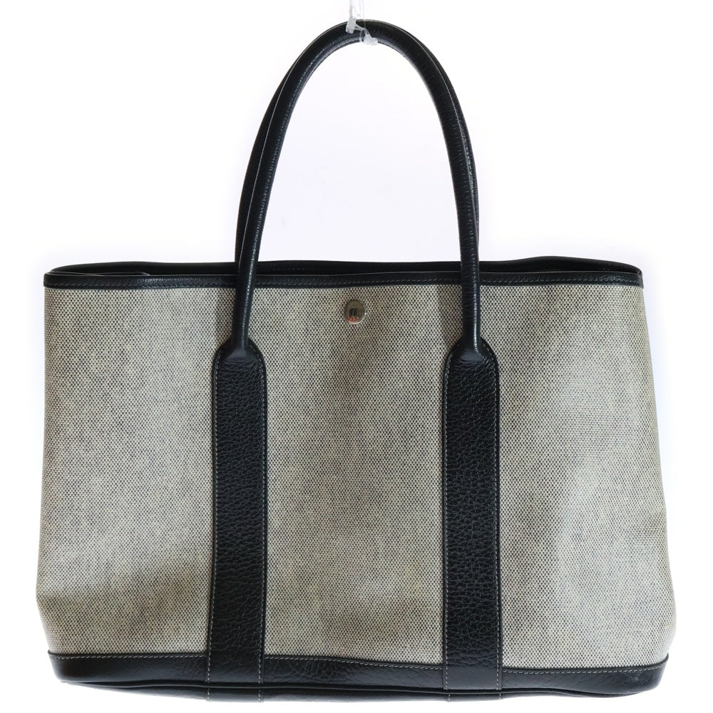 HERMES(エルメス) ガーデンパーティーPM トートバッグ ハンドバッグ アイボリー×ブラック ネゴンダ×トワルアッシュ シルバー金具 T刻印