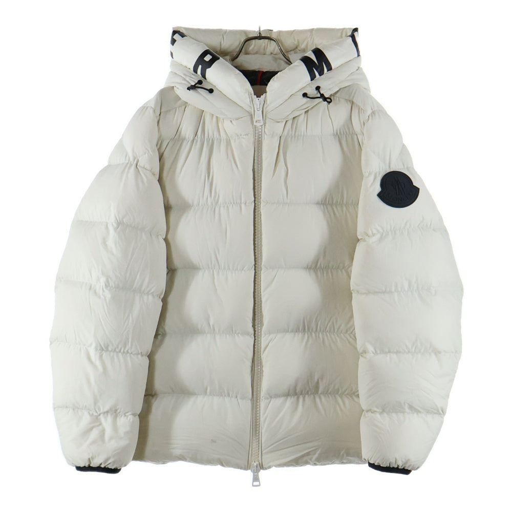 MONCLER(モンクレール) 19AW DUBOIS デュボア ラバーワッペンロゴ フーデッド ジップアップ ダウンジャケット ホワイト E20914131585 53859