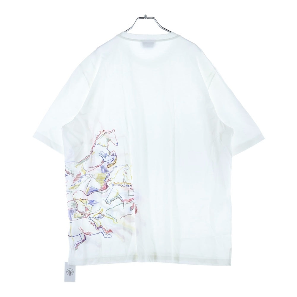 HERMES(エルメス) 22SS カヴァルカード ホースプリント モールプラス クルーネック 半袖Tシャツ カットソー ホワイト