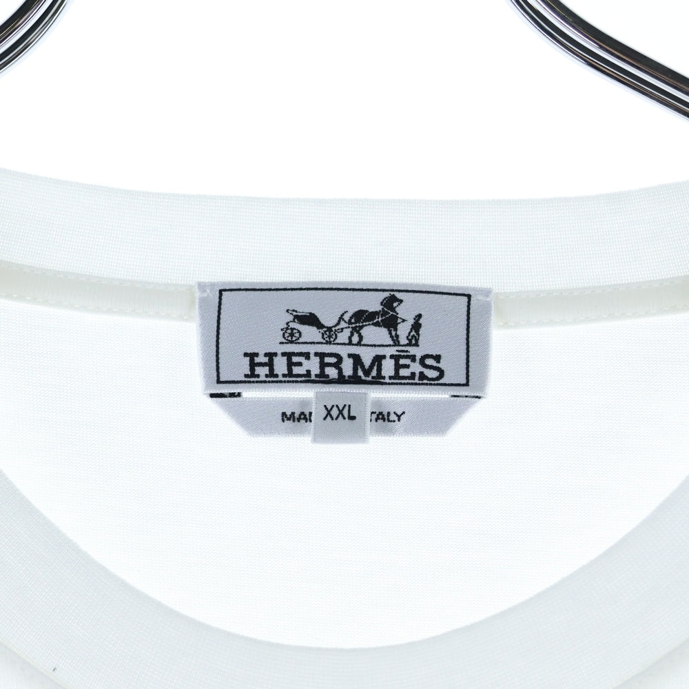 HERMES(エルメス) 22SS カヴァルカード ホースプリント モールプラス クルーネック 半袖Tシャツ カットソー ホワイト