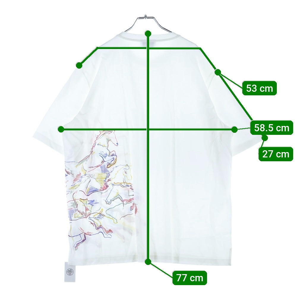 HERMES(エルメス) 22SS カヴァルカード ホースプリント モールプラス クルーネック 半袖Tシャツ カットソー ホワイト