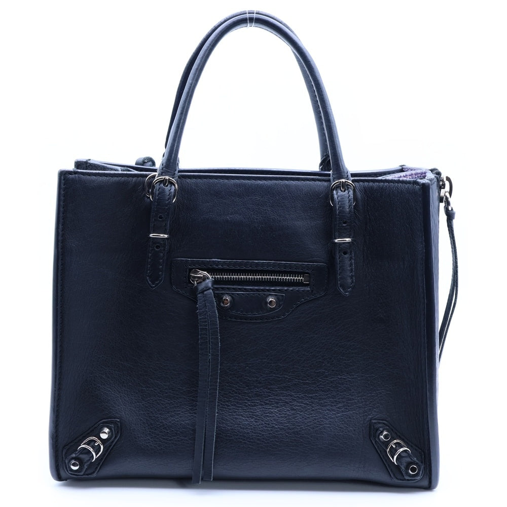 BALENCIAGA(バレンシアガ) ペーパーミニ 2WAYバッグ トートバッグ ハンドバッグ ショルダーバッグ ブラック シルバー金具 レザー 357333