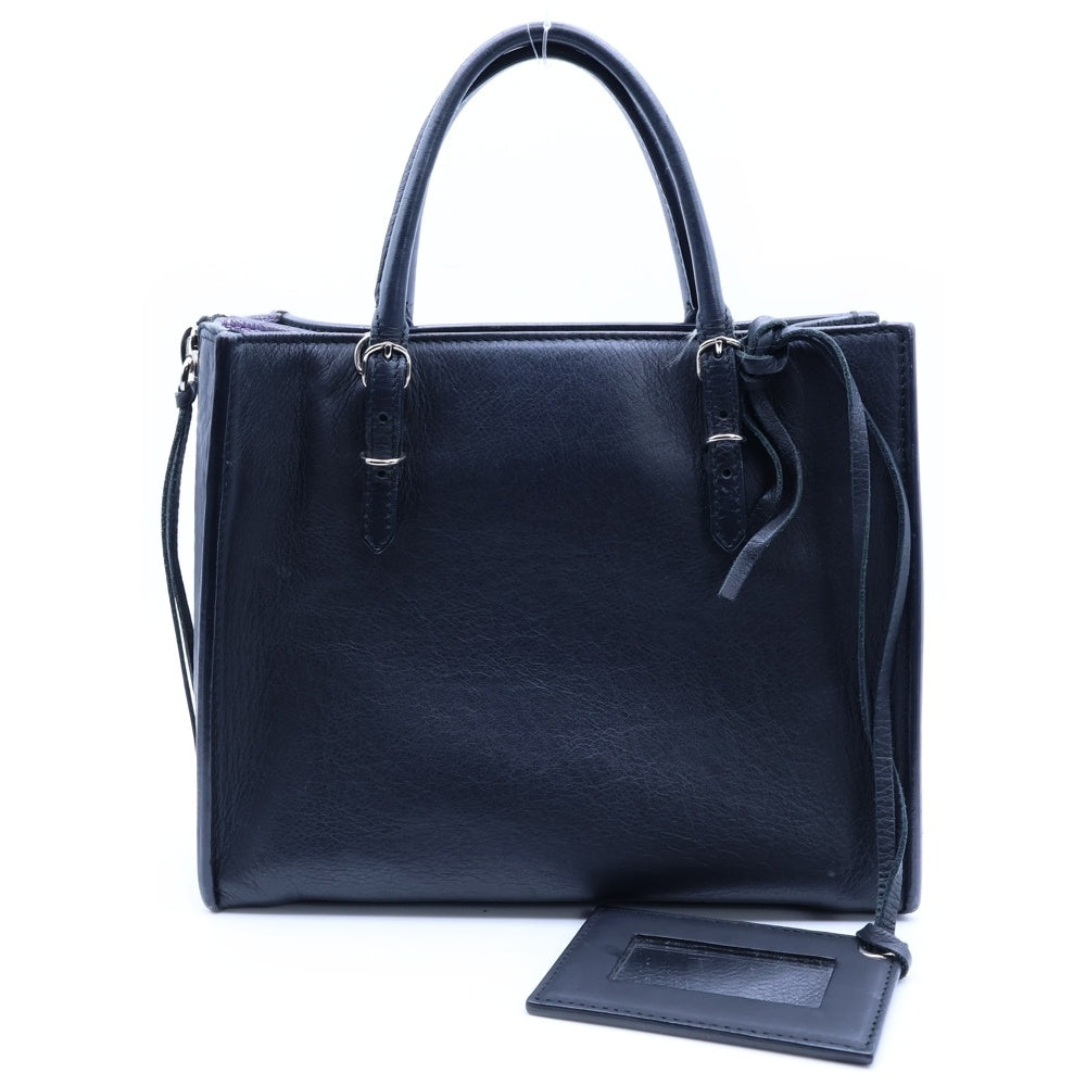 BALENCIAGA(バレンシアガ) ペーパーミニ 2WAYバッグ トートバッグ ハンドバッグ ショルダーバッグ ブラック シルバー金具 レザー 357333