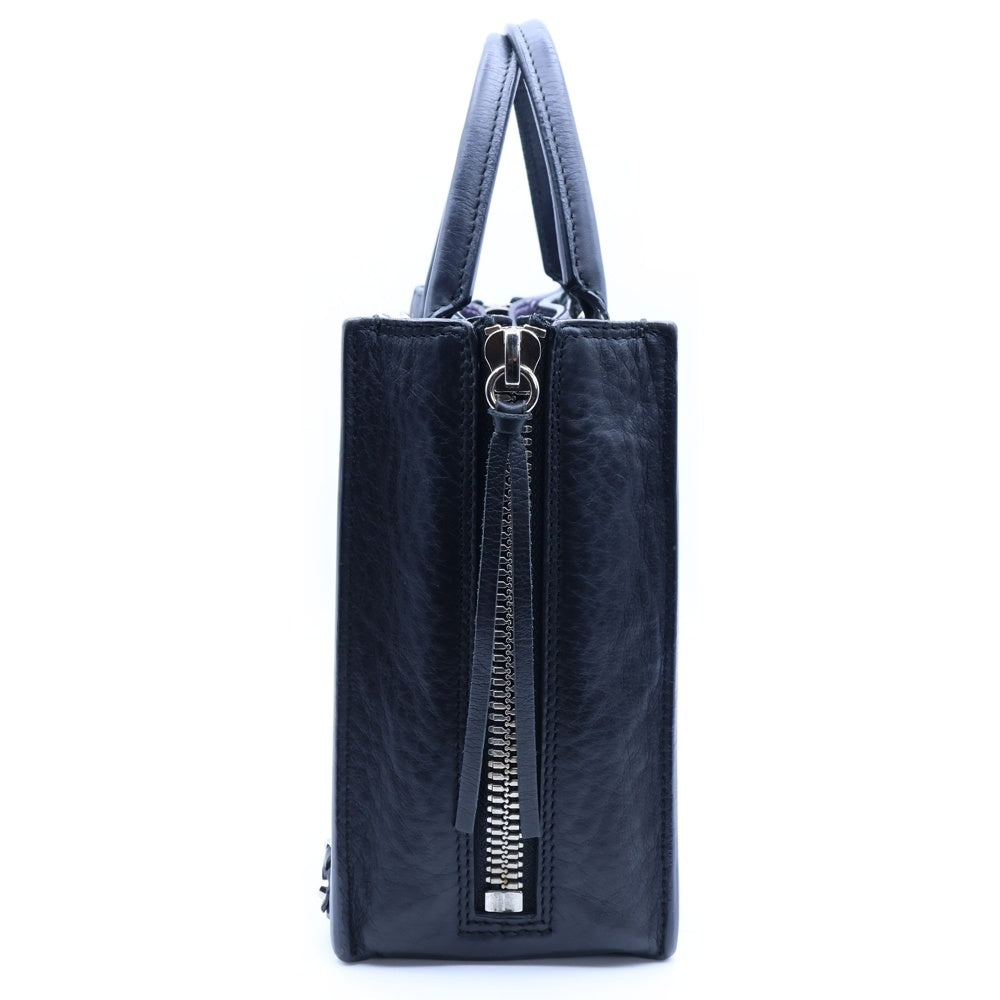 BALENCIAGA(バレンシアガ) ペーパーミニ 2WAYバッグ トートバッグ ハンドバッグ ショルダーバッグ ブラック シルバー金具 レザー 357333