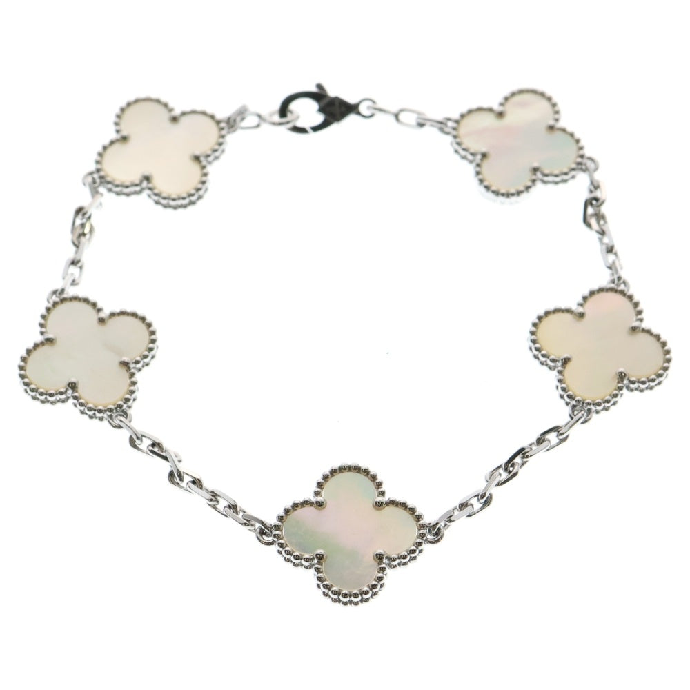 Van Cleef & Arpels(ヴァンクリーフアンドアーペル) ヴィンテージアルハンブラ 5モチーフ マザーオブパール ブレスレット ホワイトゴールド 750WG VCARF48400 ジュエリー アクセサリー