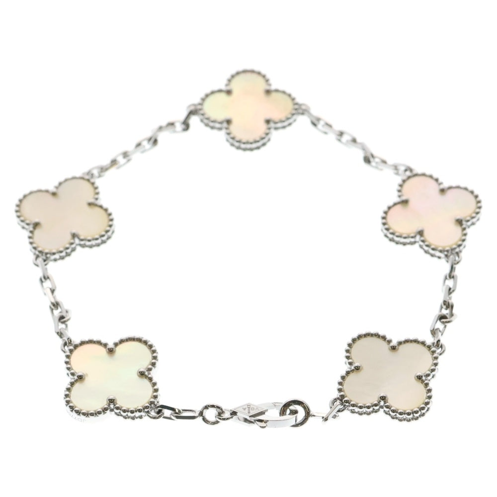 Van Cleef & Arpels(ヴァンクリーフアンドアーペル) ヴィンテージアルハンブラ 5モチーフ マザーオブパール ブレスレット ホワイトゴールド 750WG VCARF48400 ジュエリー アクセサリー