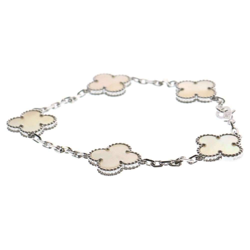 Van Cleef & Arpels(ヴァンクリーフアンドアーペル) ヴィンテージアルハンブラ 5モチーフ マザーオブパール ブレスレット ホワイトゴールド 750WG VCARF48400 ジュエリー アクセサリー
