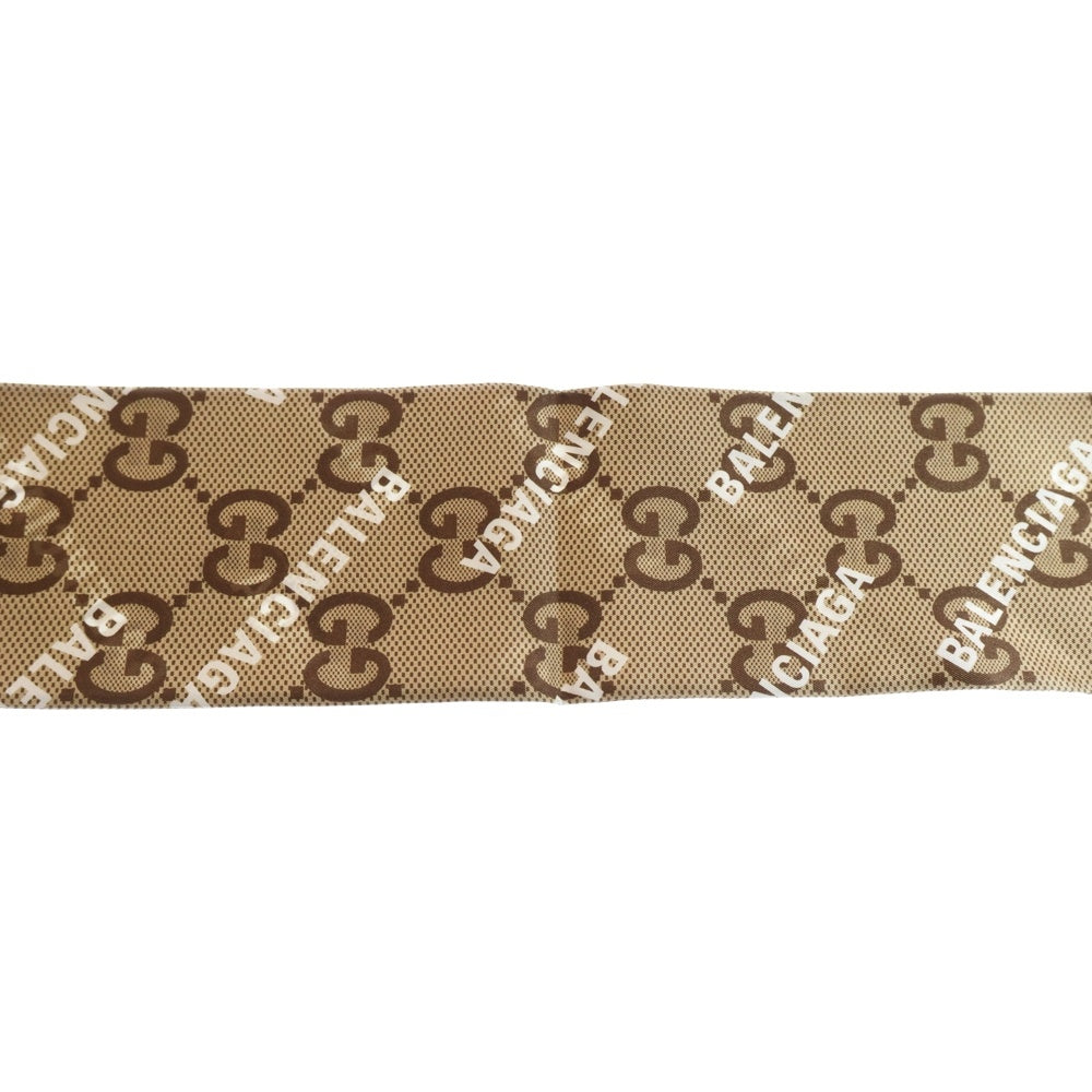 GUCCI(グッチ) グッチ×バレンシアガ ザ ハッカー プロジェクト マキシGG プリント シルク ネックボウ スカーフ シルク ベージュ 676777