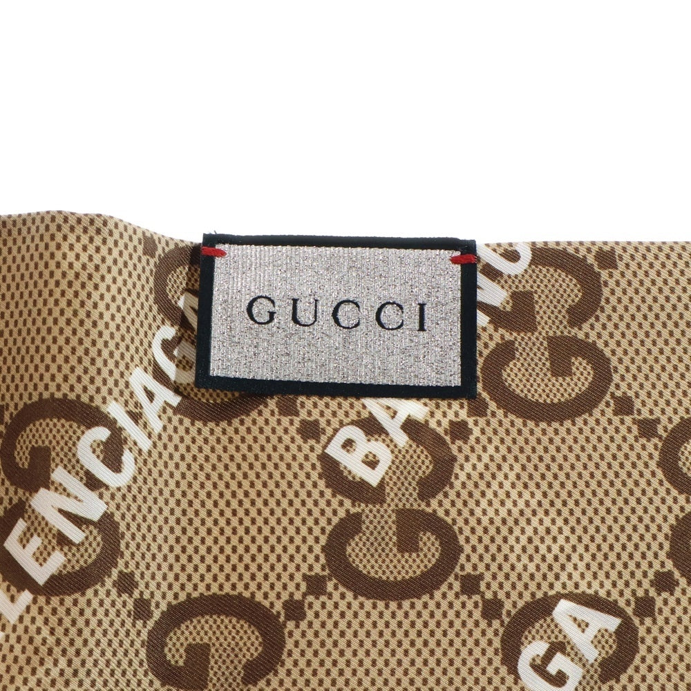 GUCCI(グッチ) グッチ×バレンシアガ ザ ハッカー プロジェクト マキシGG プリント シルク ネックボウ スカーフ シルク ベージュ 676777