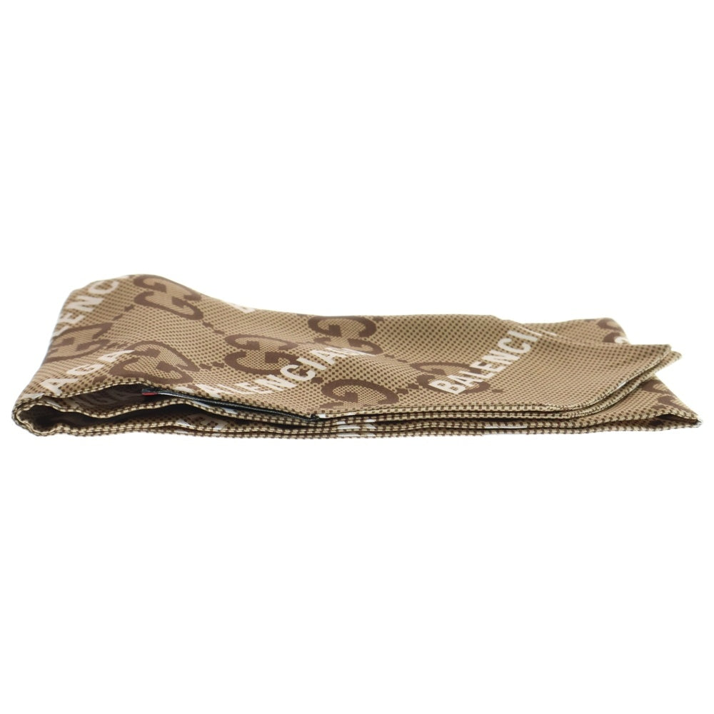 GUCCI(グッチ) グッチ×バレンシアガ ザ ハッカー プロジェクト マキシGG プリント シルク ネックボウ スカーフ シルク ベージュ 676777