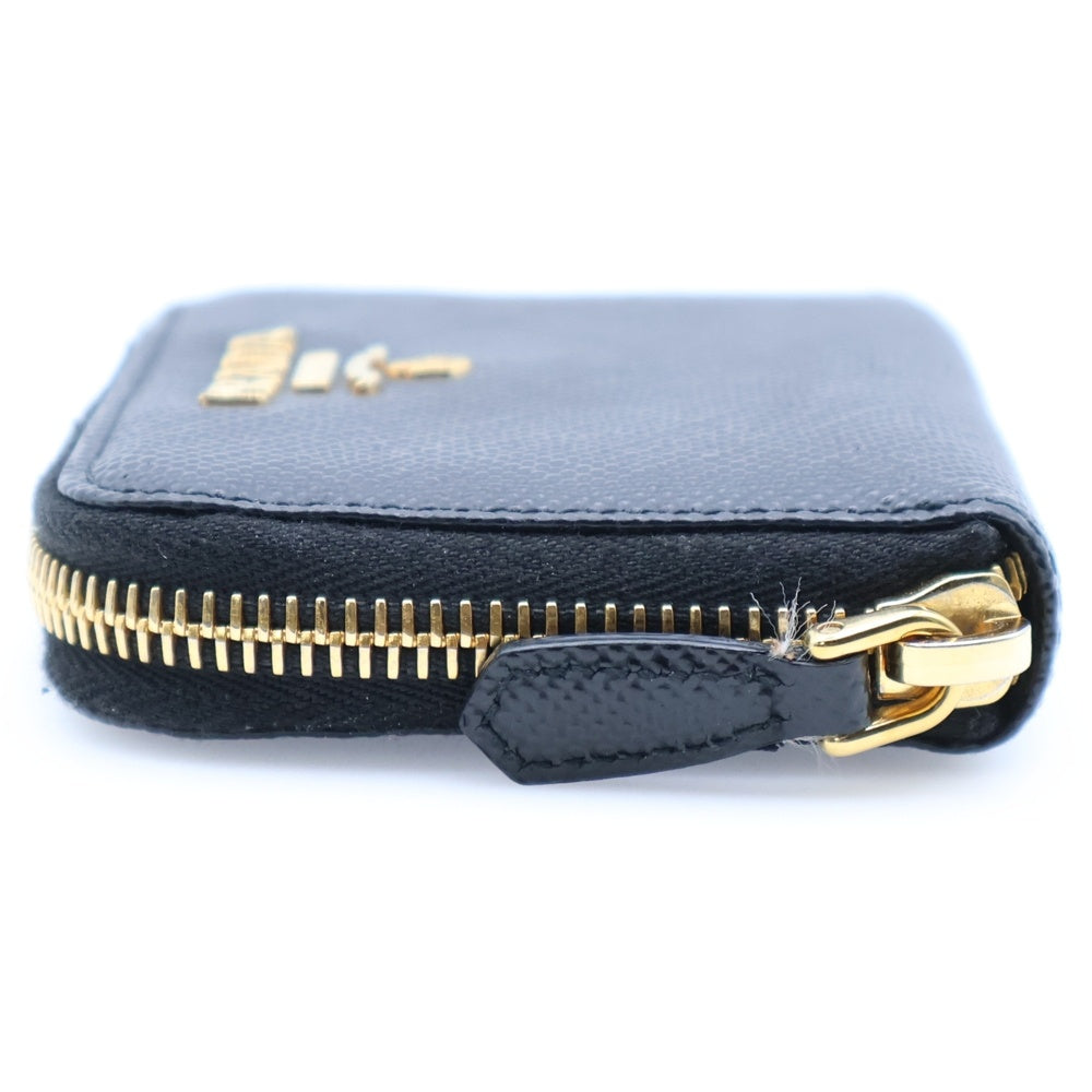 PRADA(プラダ) ロゴ コインケース ウォレット 財布 ブラック ゴールド金具 サフィアーノ レザー 1MM268