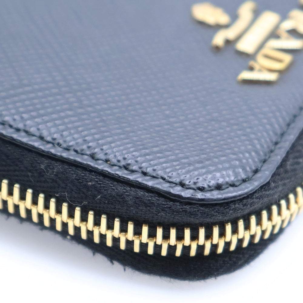 PRADA(プラダ) ロゴ コインケース ウォレット 財布 ブラック ゴールド金具 サフィアーノ レザー 1MM268