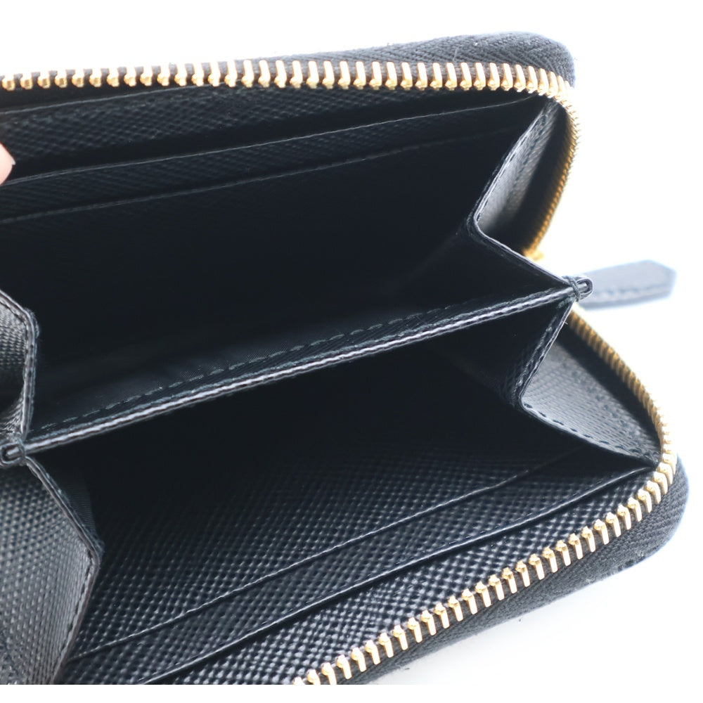 PRADA(プラダ) ロゴ コインケース ウォレット 財布 ブラック ゴールド金具 サフィアーノ レザー 1MM268