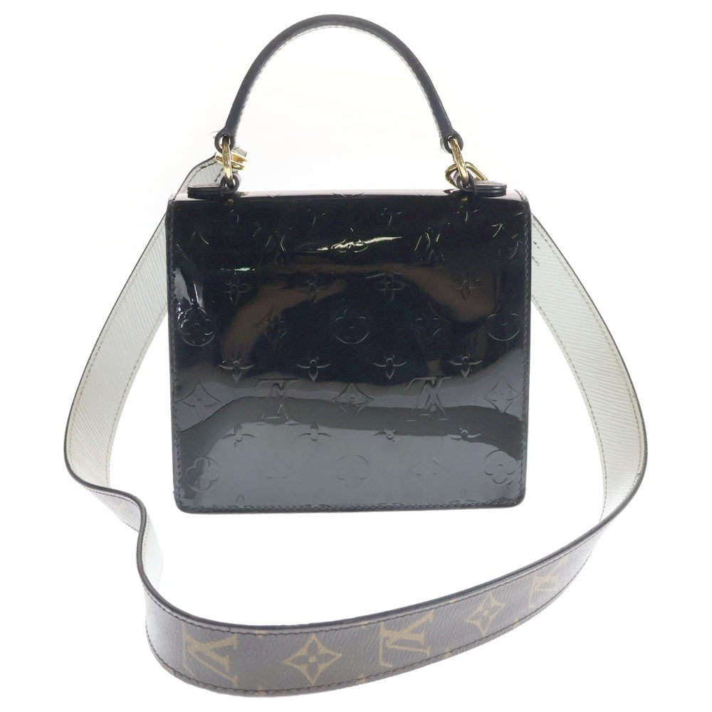 LOUIS VUITTON(ルイヴィトン) モノグラム ヴェルニ スプリングストリートPM 2WAYバッグ ハンドバッグ ショルダーバッグ ゴールド金具 ブラック×ホワイト×ブラウン パテントレザー M90375