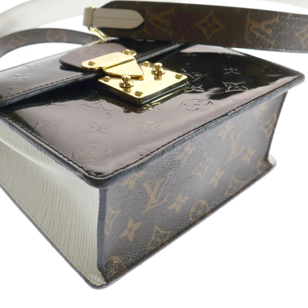 LOUIS VUITTON(ルイヴィトン) モノグラム ヴェルニ スプリングストリートPM 2WAYバッグ ハンドバッグ ショルダーバッグ ゴールド金具 ブラック×ホワイト×ブラウン パテントレザー M90375