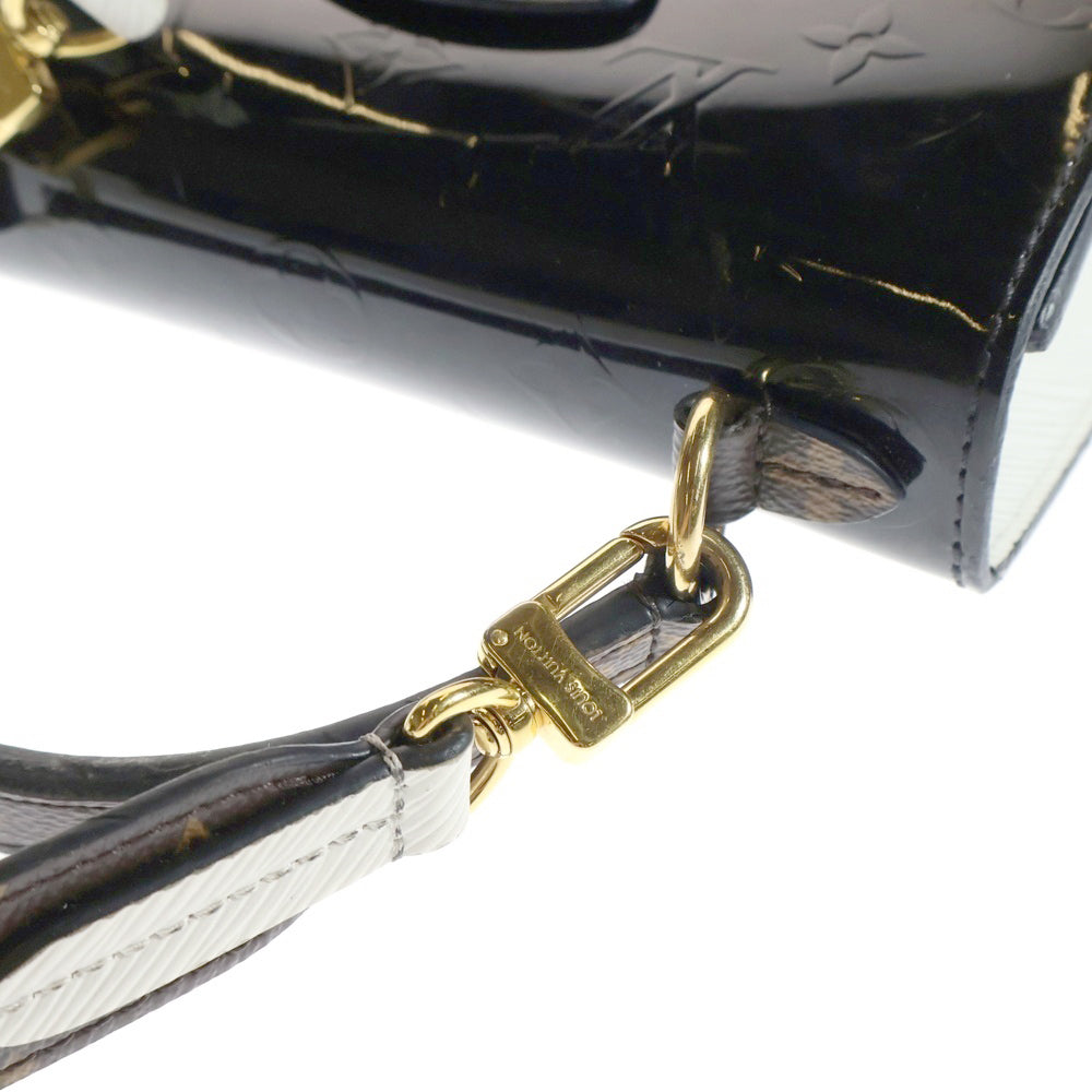 LOUIS VUITTON(ルイヴィトン) モノグラム ヴェルニ スプリングストリートPM 2WAYバッグ ハンドバッグ ショルダーバッグ ゴールド金具 ブラック×ホワイト×ブラウン パテントレザー M90375