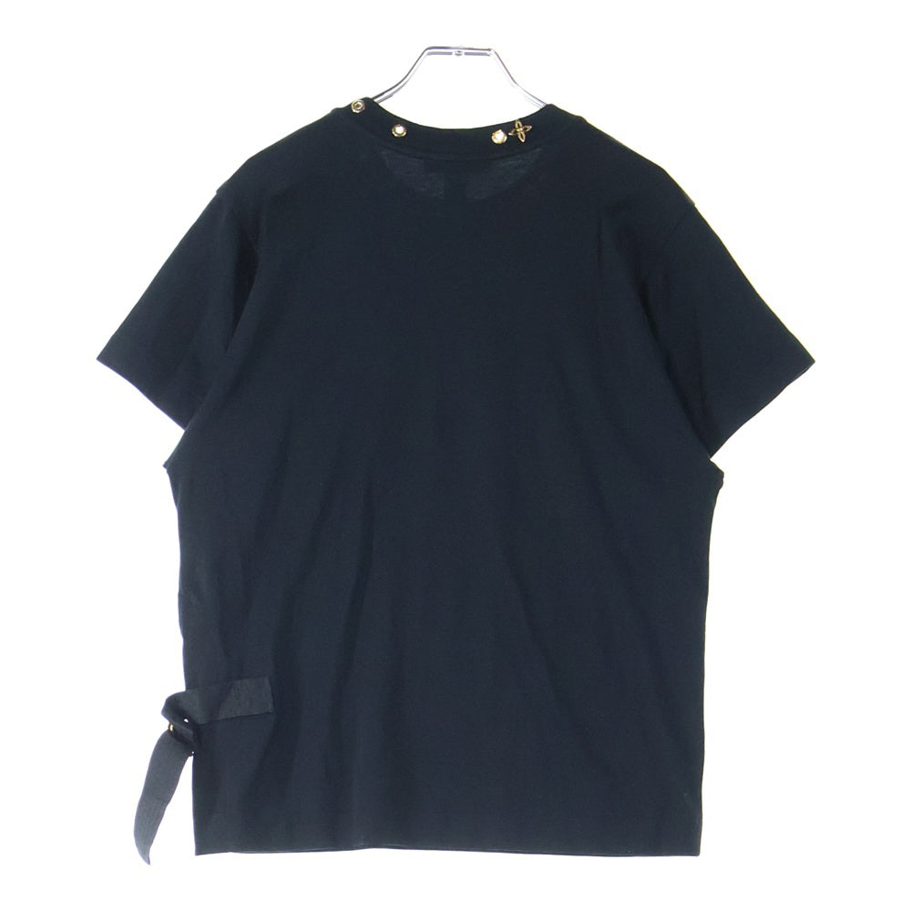 LOUIS VUITTON(ルイヴィトン) 19SS モノグラム アイレット サイドストラップ ベルトデザイン クルーネック 半袖Tシャツ カットソー ブラック RW191W JG2 FGTS03