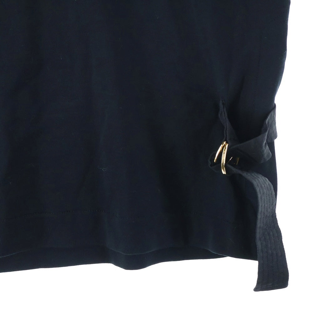 LOUIS VUITTON(ルイヴィトン) 19SS モノグラム アイレット サイドストラップ ベルトデザイン クルーネック 半袖Tシャツ カットソー ブラック RW191W JG2 FGTS03