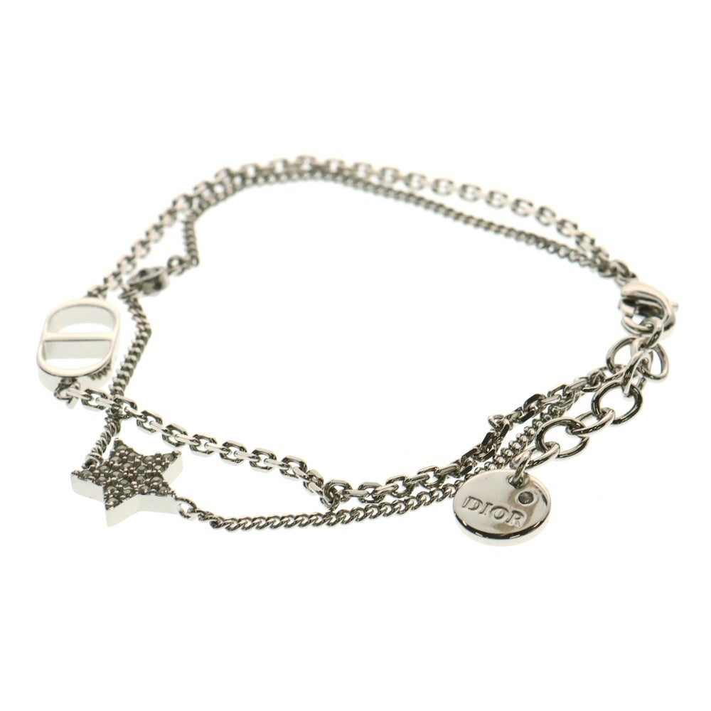 Christian Dior(クリスチャンディオール) CDロゴ スター ラインストーン ブレスレット シルバー チェーン