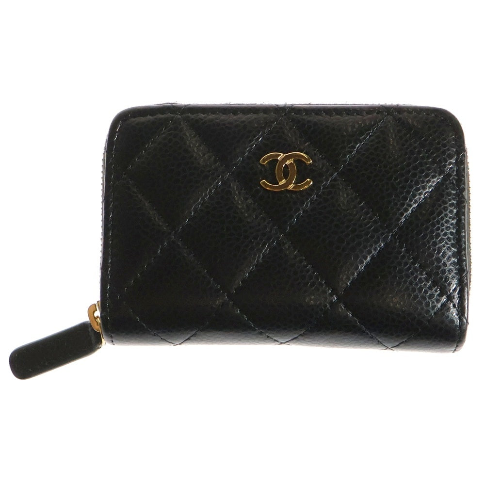 CHANEL(シャネル) マトラッセ クラシック ココマーク キャビアスキン レザー コインパース ケース 小銭入れ ゴールド金具 ブラック AP0216