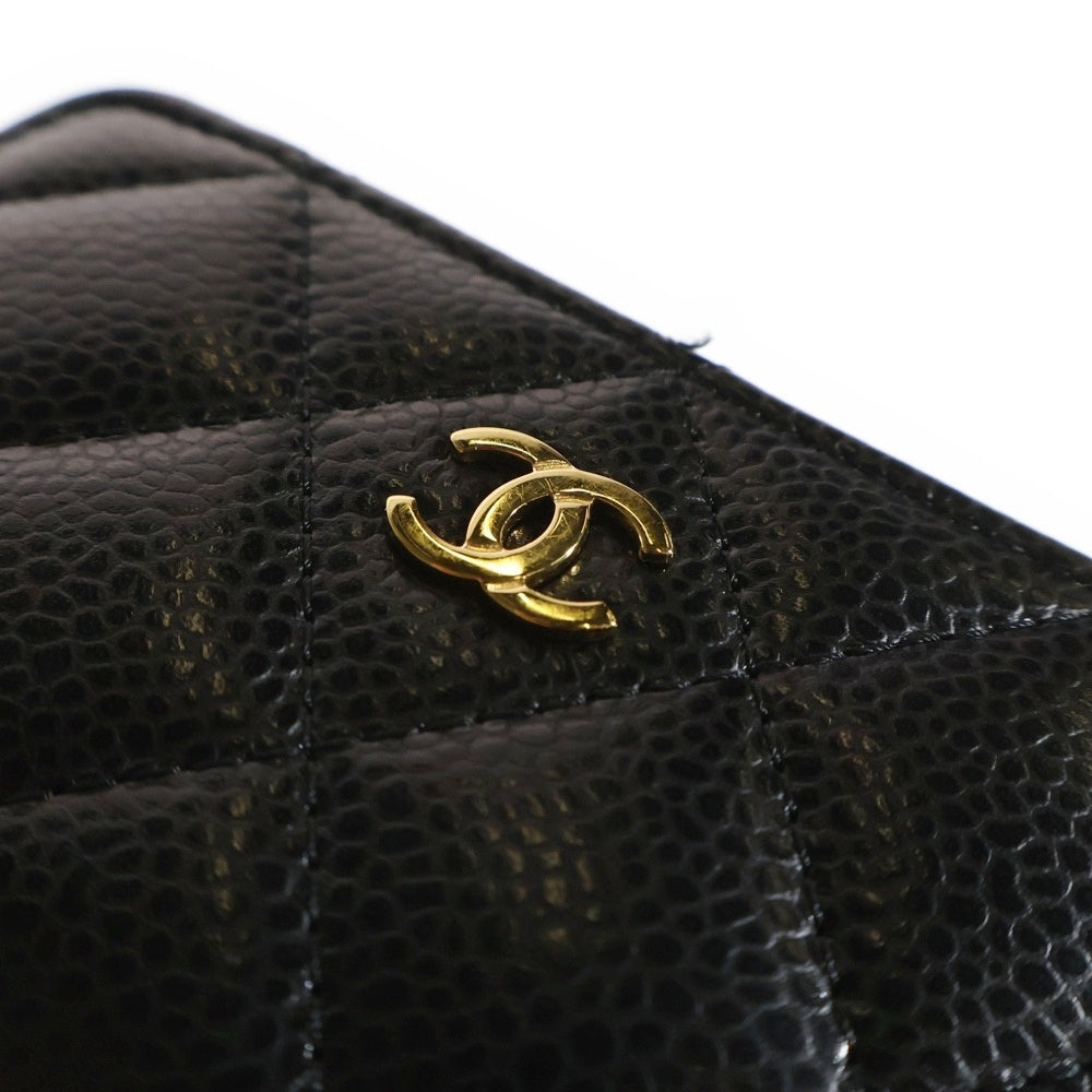 CHANEL(シャネル) マトラッセ クラシック ココマーク キャビアスキン レザー コインパース ケース 小銭入れ ゴールド金具 ブラック AP0216