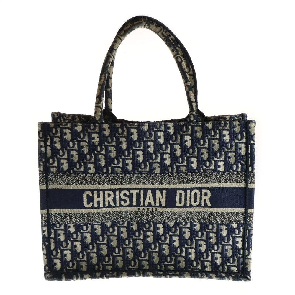 DIOR(ディオール) ブックトート ミディアム オブリーク ネイビー キャンバス ハンドバッグ