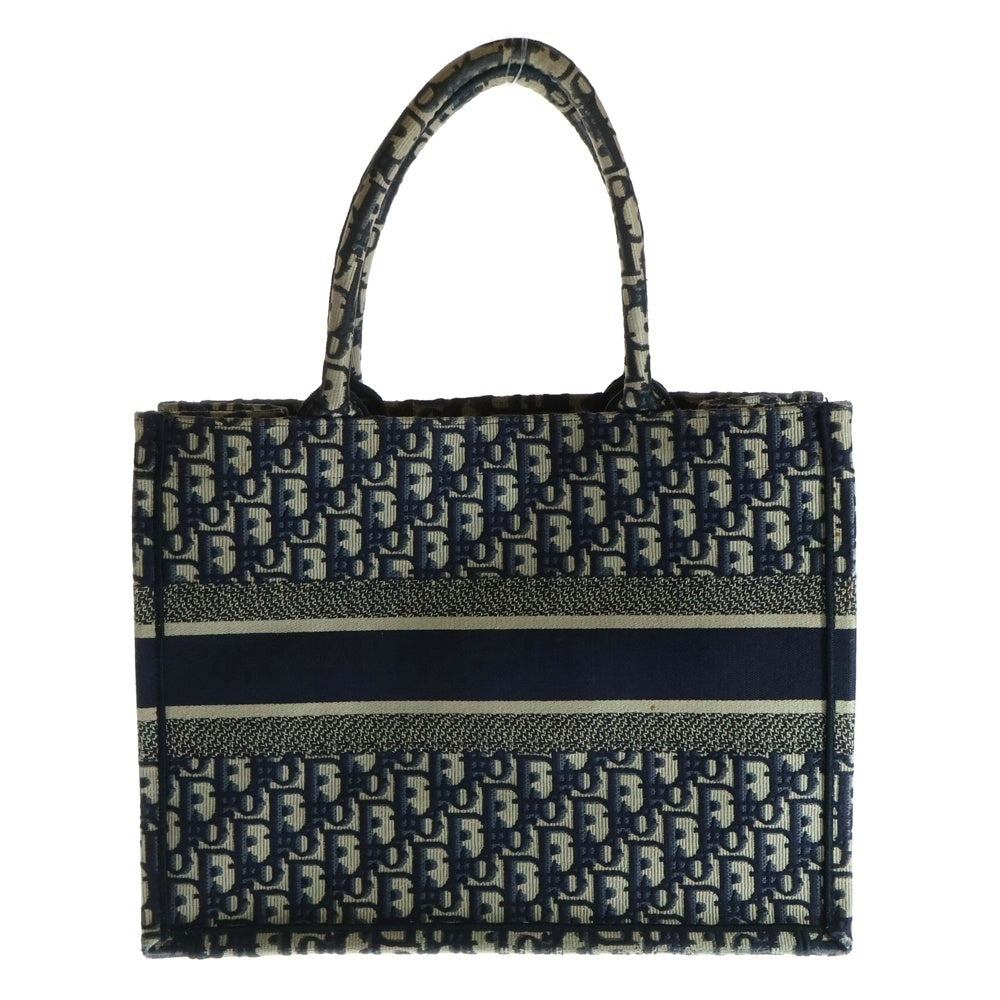 DIOR(ディオール) ブックトート ミディアム オブリーク ネイビー キャンバス ハンドバッグ