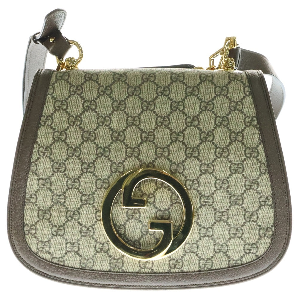 GUCCI(グッチ) GGスプリーム 2WAYバッグ ショルダーバッグ トップハンドルバッグ ベージュ×ブラウン シルバー金具 レザー×PVC 721172