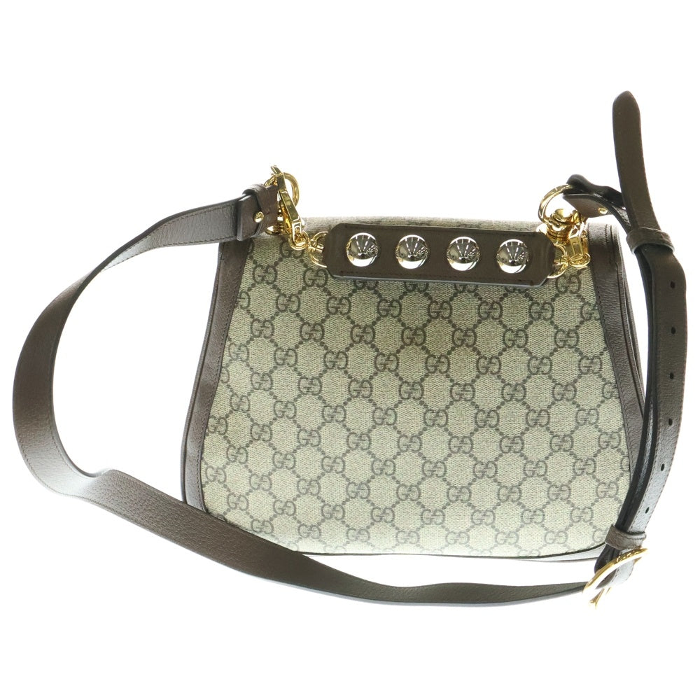 GUCCI(グッチ) GGスプリーム 2WAYバッグ ショルダーバッグ トップハンドルバッグ ベージュ×ブラウン シルバー金具 レザー×PVC 721172