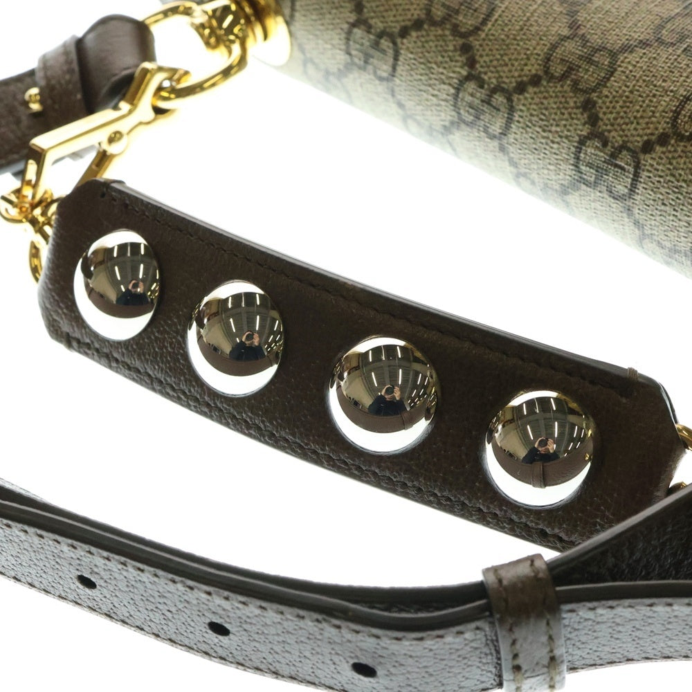 GUCCI(グッチ) GGスプリーム 2WAYバッグ ショルダーバッグ トップハンドルバッグ ベージュ×ブラウン シルバー金具 レザー×PVC 721172