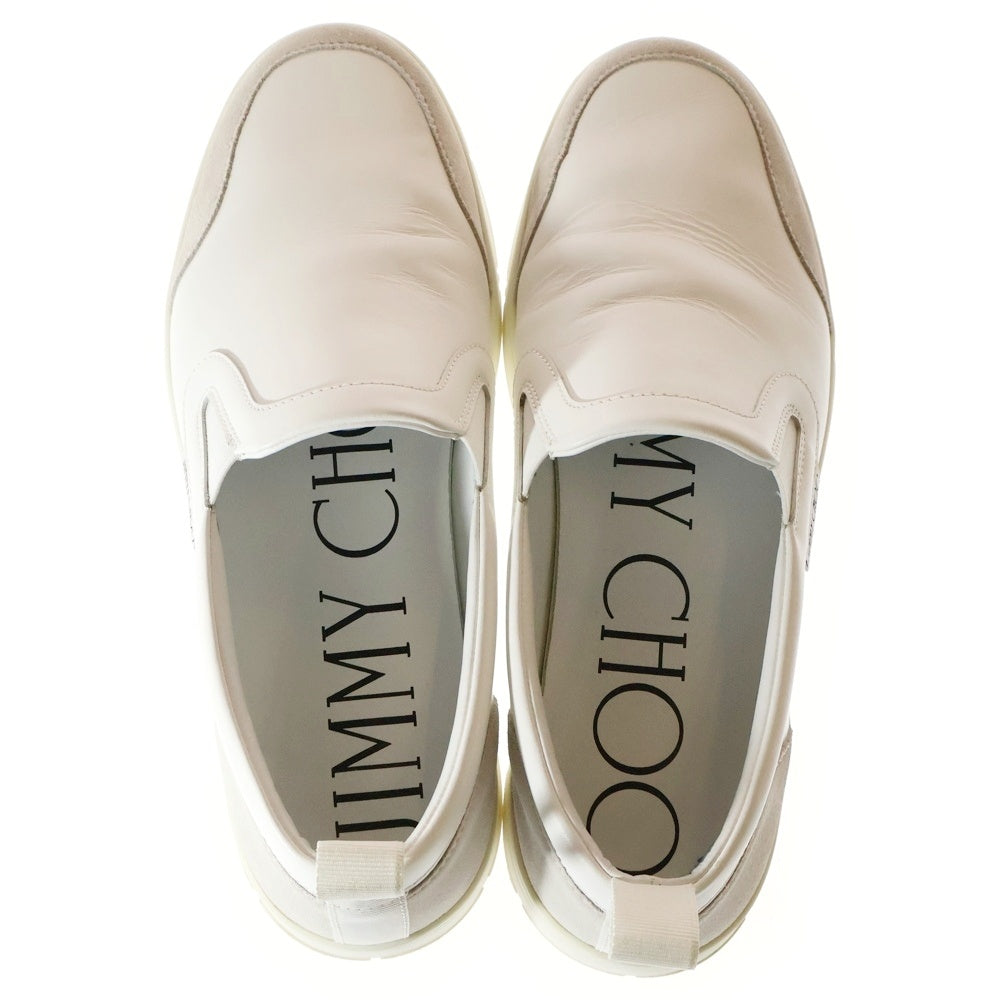JIMMY CHOO(ジミーチュウ) スウェード切り替え コンビレザー スリッポン ローカットシューズ スニーカー ホワイト