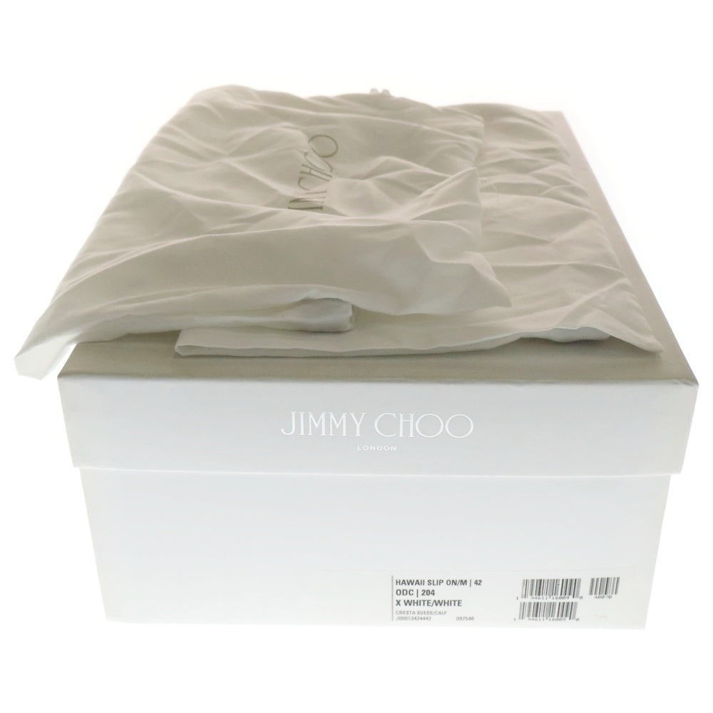 JIMMY CHOO(ジミーチュウ) スウェード切り替え コンビレザー スリッポン ローカットシューズ スニーカー ホワイト