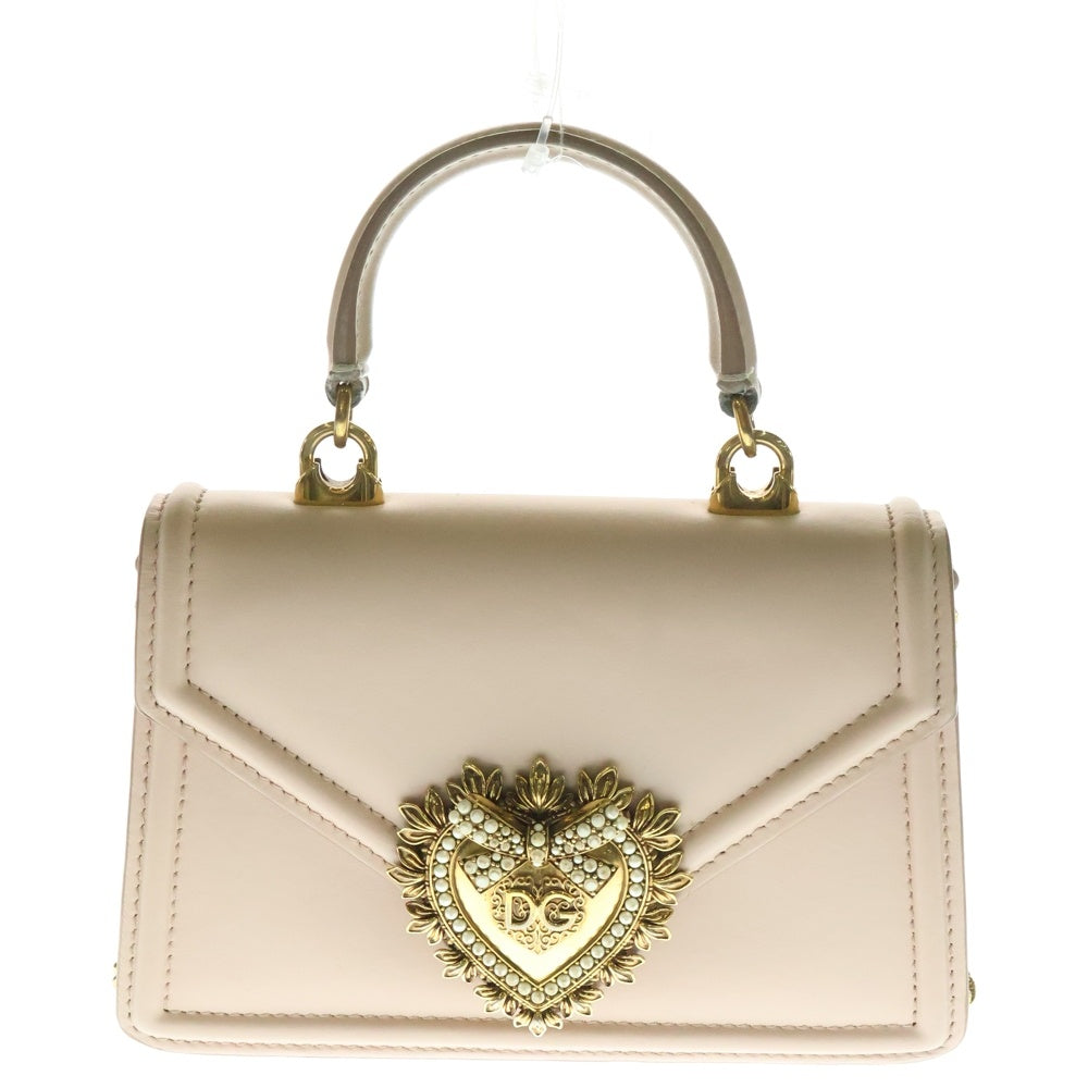 DOLCE & GABBANA(ドルチェアンドガッバーナ) SMALL DEVOTION スモール ディボーション ハートロゴプレート 2WAY ハンド チェーンショルダーバッグ ゴールド金具 ピンク