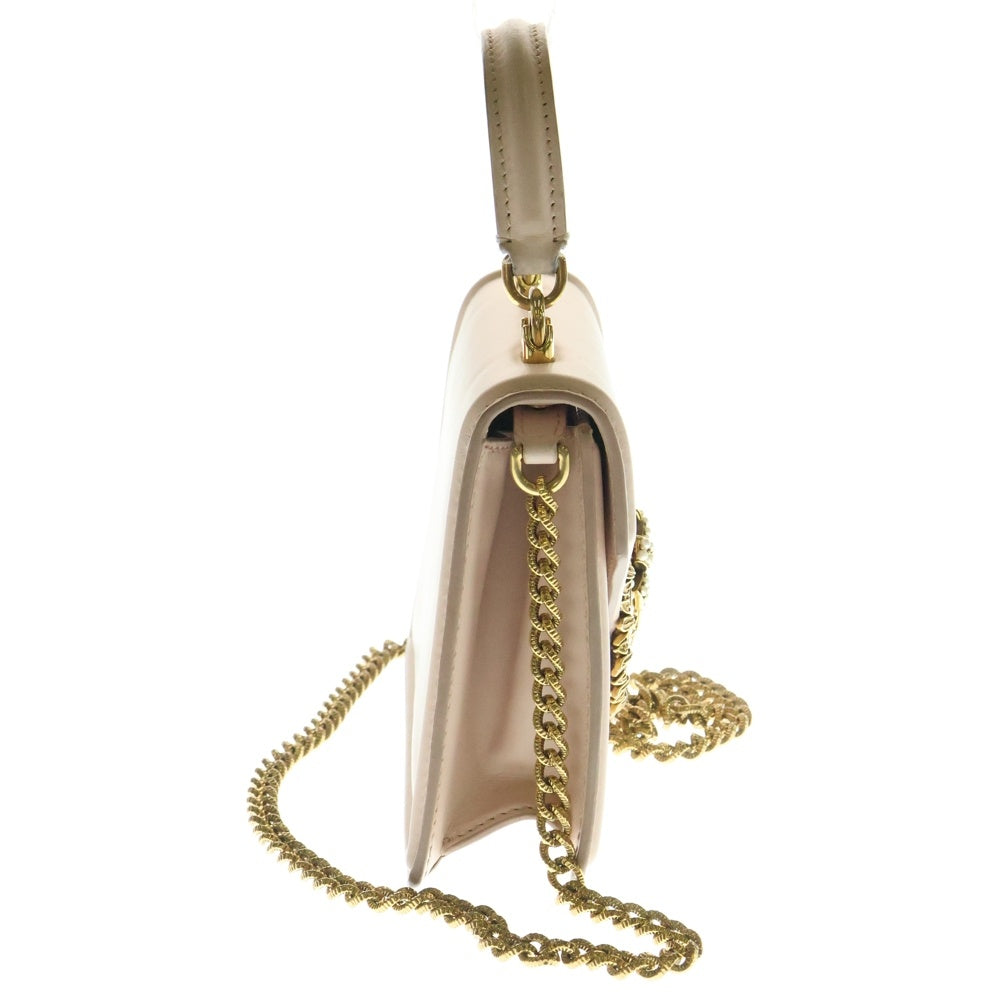 DOLCE & GABBANA(ドルチェアンドガッバーナ) SMALL DEVOTION スモール ディボーション ハートロゴプレート 2WAY ハンド チェーンショルダーバッグ ゴールド金具 ピンク