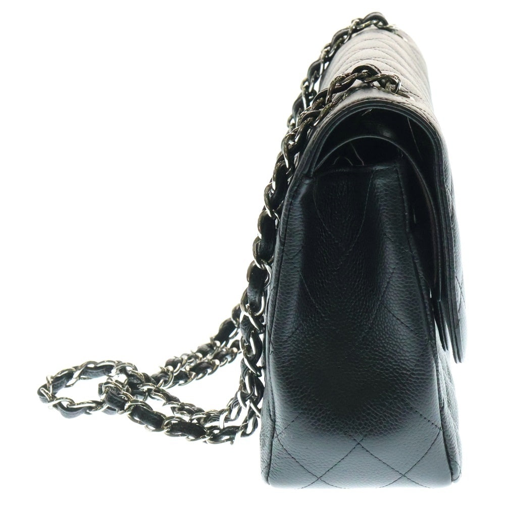 CHANEL(シャネル) デカマトラッセ 30 ダブルフラップ ダブルチェーン ショルダーバッグ ブラック キャビアスキン シルバー金具