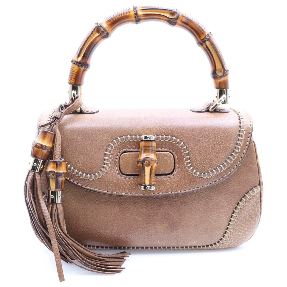 GUCCI(グッチ) バンブー ターンロック ハンドバッグ ショルダーバッグ ブラウン レザー 224964