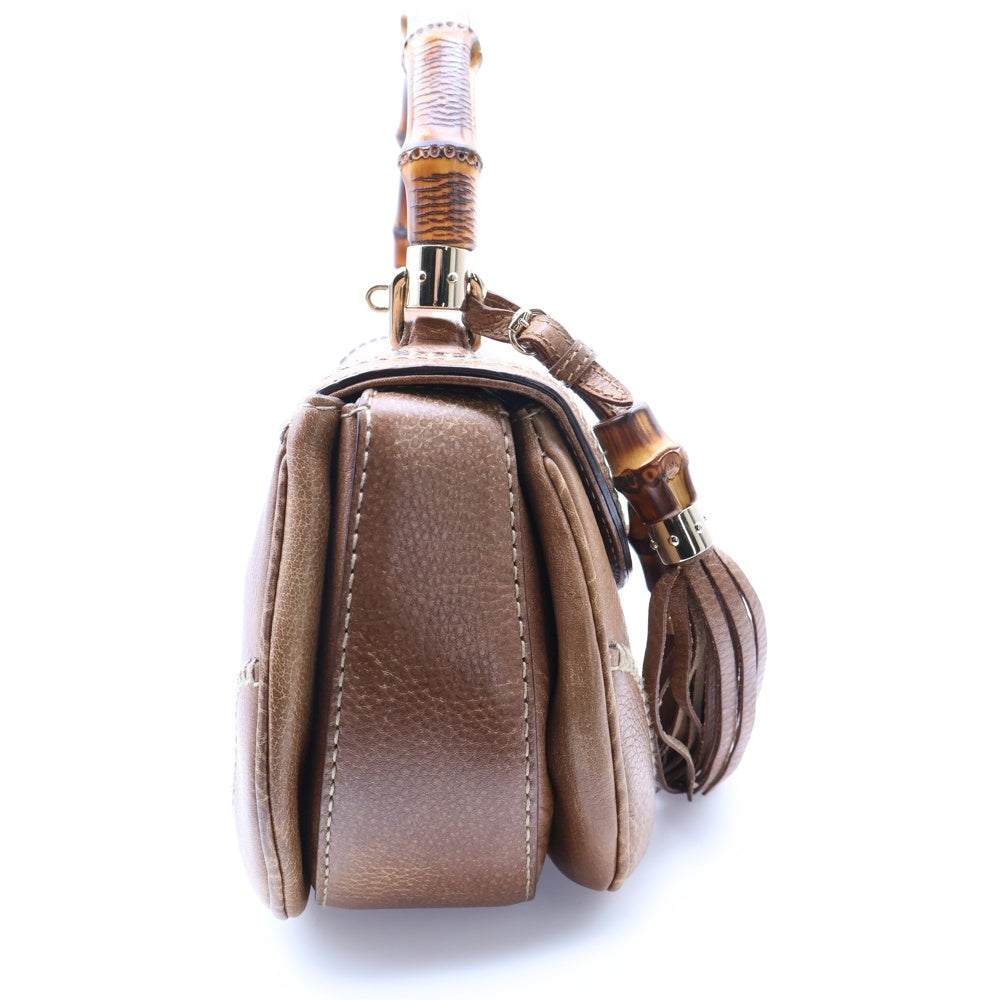 GUCCI(グッチ) バンブー ターンロック ハンドバッグ ショルダーバッグ ブラウン レザー 224964