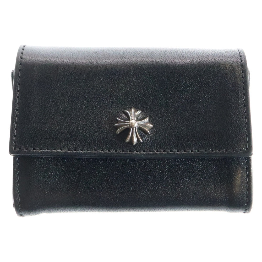 CHROME HEARTS(クロムハーツ) TINY WALLET タイニーレザーウォレット CHプラスボタン 財布 ブラック BCA372