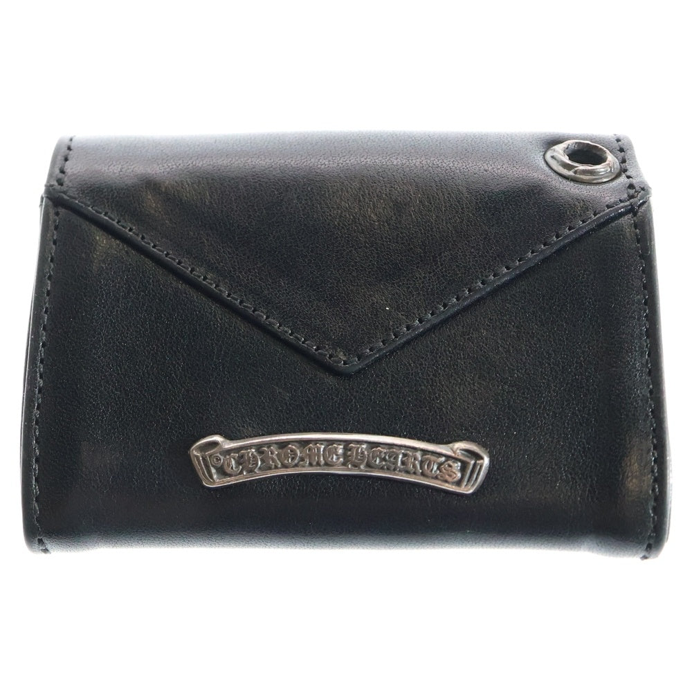 CHROME HEARTS(クロムハーツ) TINY WALLET タイニーレザーウォレット CHプラスボタン 財布 ブラック BCA372