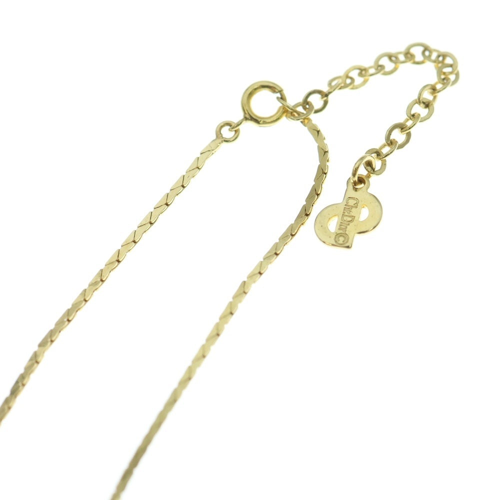 DIOR(ディオール) ハートラインストーン ネックレス ペンダント チェーン ゴールド