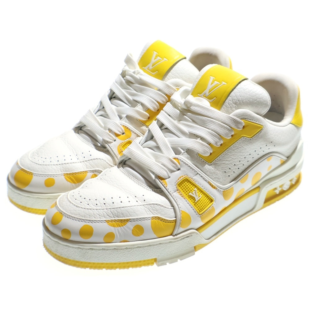 LOUIS VUITTON(ルイヴィトン) ×草間彌生 YK LVトレイルライン インフィニティドット レザー レースアップ ローカットシューズ スニーカー イエロー/ホワイト 1ABD20