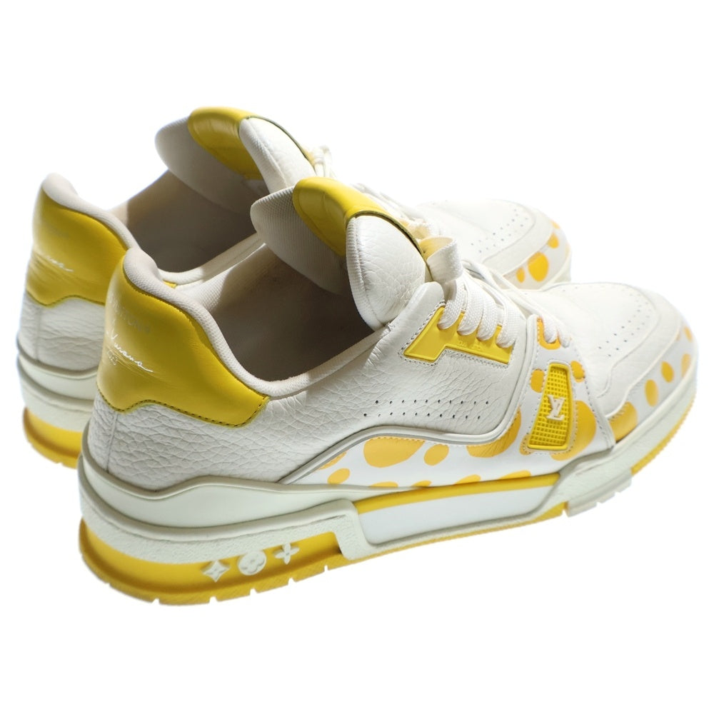 LOUIS VUITTON(ルイヴィトン) ×草間彌生 YK LVトレイルライン インフィニティドット レザー レースアップ ローカットシューズ スニーカー イエロー/ホワイト 1ABD20